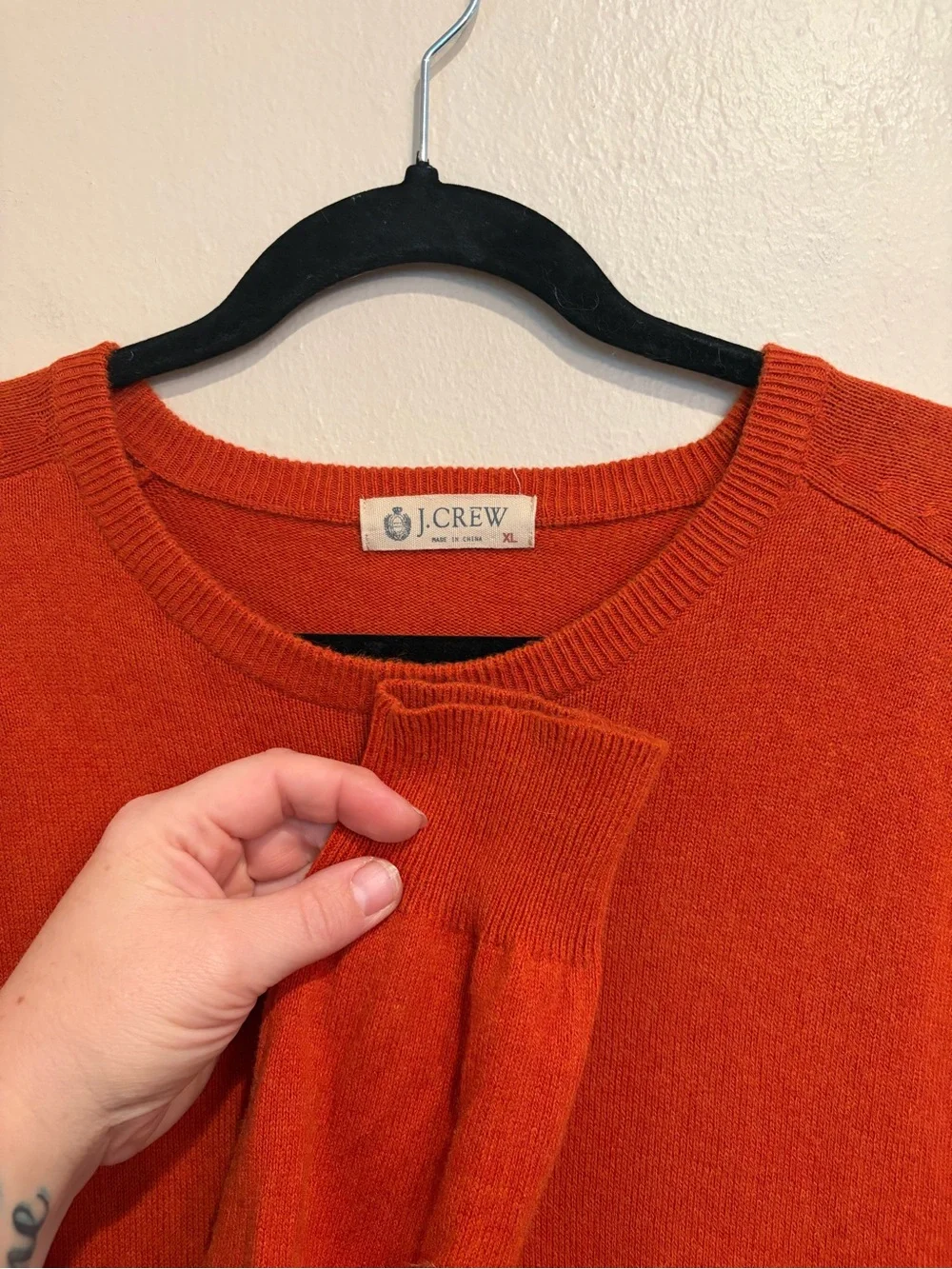 Vintage J. Crew Men’s Autumn Orange Crew Sweater, Big & Tall, Thanksgiving